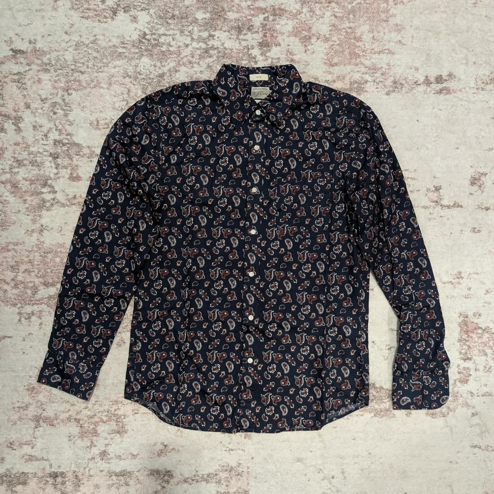Men's Navy Paisley Button Down Shirt